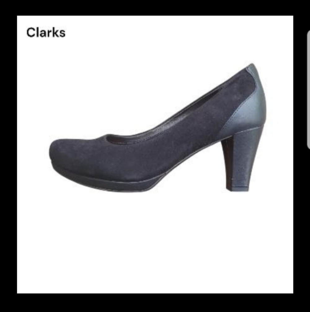 Clarks Chorus Chic Truffle Leather Black Pump High Heel Dress Shoe Women 7.5 - Picture 7 of 10